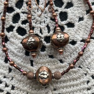 Artisan bracelet and earring set…copper coloured…original…one of a kind!